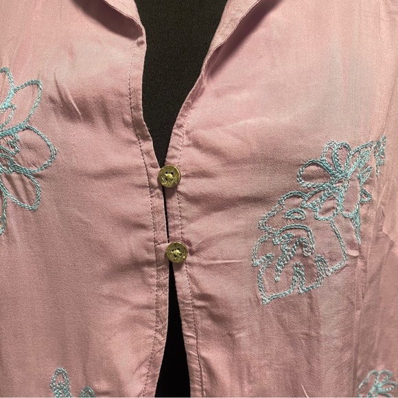American Eagle Violet Cropped Floral Embroidered Resort Boxy Shirt XL - Picture 3 of 9